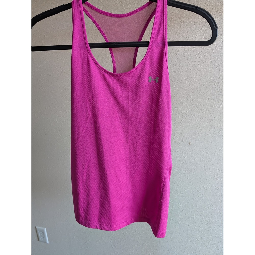 Under Armour Womens Pink HeatGear Racerback Mesh Back Athletic Tank Top